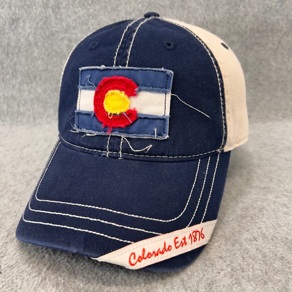 Colorado Flag Mens Navy Blue Hat Graphix Baseball Cap‎ Rocky Mountains OSFM